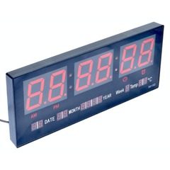 Ceas electronic de perete LED Rosu cu afisaj termometru si calendar