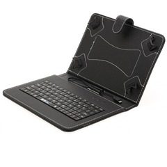 Husa piele ecologica pentru tablete 10 inch cu tastatura micro USB, culoare negru