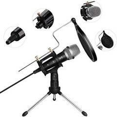 Microfon profesional de Studio cu condensator si mini trepied, WG-500II