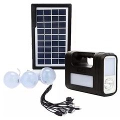 Kit solar portabil GDLITE GD-8017 cu lanterne LED, 3 becuri si intrare USB