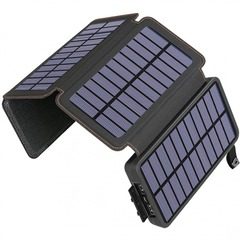 Baterie externa solara Power Bank 30000 mAh, cu 4 panouri solare de incarcare